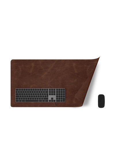 Modica Hobart - Hakiki Deri Masa Matı / Deri Oyuncu Mouse Pad / Yazı Masası Altlığı 75x34 Cm Kahverengi