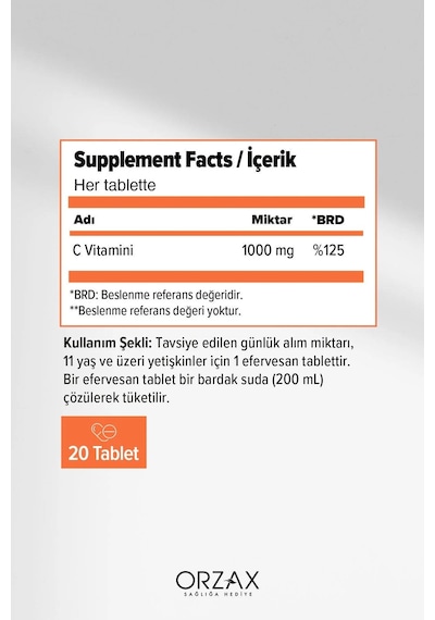 Efervit Vitamin C 1000 Mg 20 Efervesan Tablet 3 Adet