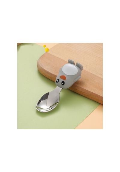 Penguen Figürlü Premium Çocuk Bpa Free Silikon Sap Paslanmaz Çelik Uçlu Çatal-kaşık Set 9+ Ay