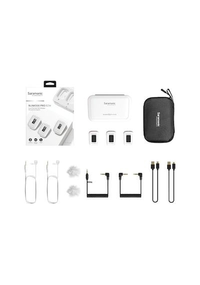 Blink 500 Pro B2 Beyaz Tx + Tx + Rx 2.4 Ghz Mikro Kablosuz Çift Lav Sistemi W/kamera Monte Edilebilir Çift Rec, Mono/stereo Ve Hp Çıkış Cams & Mbl Kar Beyaz