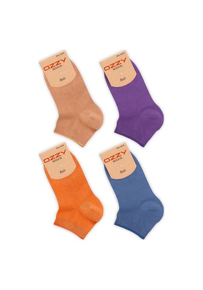 Ozzy Socks 4 Çift Bambu Kadın Dikişsiz Patik Çorap 4 Mevsim Dayanıklı Topuk Ve Burun Açık Renkler Açık Renkler
