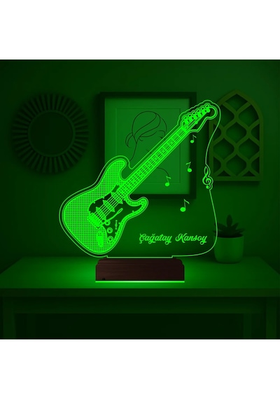 Luvivia Elektro Gitar Gitarist Rock Müzik Kişiye Özel 3d Lamba - Masa Gece Lambası V2 Şeffaf