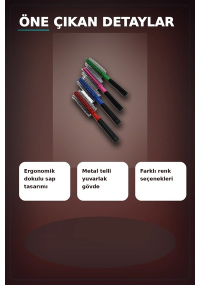Renkli Plastik Saç Fırçası 23 Cm - Ergonomik Saplı 1 Adet Günlük Kullanım Bx-313447