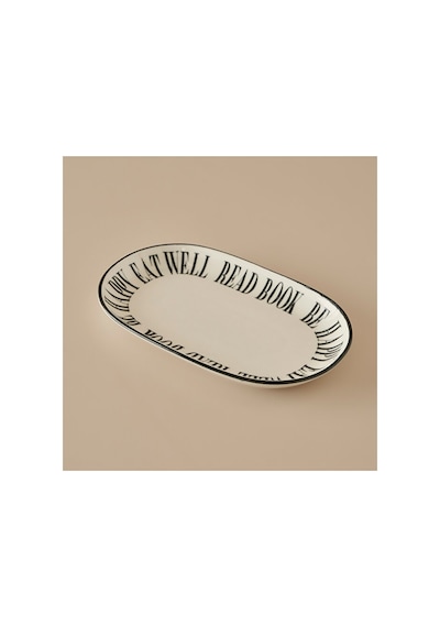 Book Lovers Porselen Sunum Tabağı Siyah 28 Cm