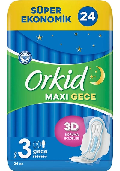Orkid Maxi Hijyenik Ped Gece 24'lü