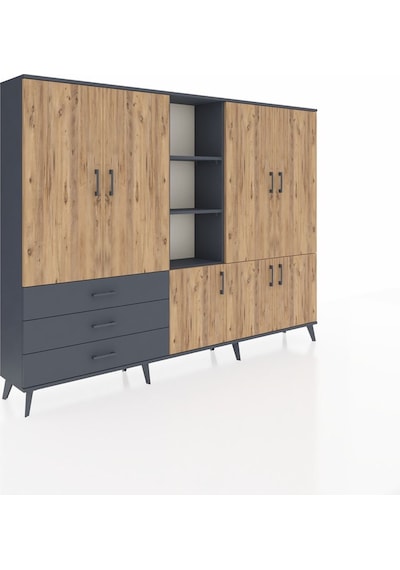 Arges Dolap 11 Raflı 3 Çekmeceli 7 Kapaklı 220x30x163 Antrasit-ça Antrasit-çam/antrasit Arges Dolap 11 Raflı 3 Çekmeceli 7 Kapaklı 220x30x163 Antrasit-ça Antrasit-çam/antrasit