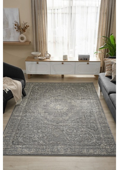 Mariesse Home Asır Serisi Vintage Modern Dokuma Salon Oturma Odası Halısı 1436a-antrasit