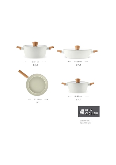 Karaca x Refika Swiss Crystal Almond Cream 7 Parça Tencere Seti Ind