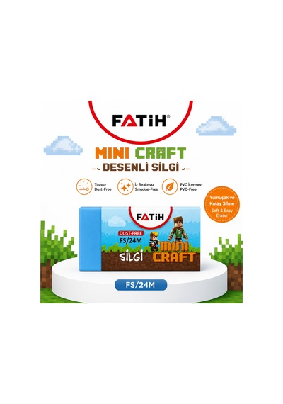 Fatih Mini Craft Desenli Silgi 8'li Set Tozsuz, Pvc İçermez, Yumuşak Silgi