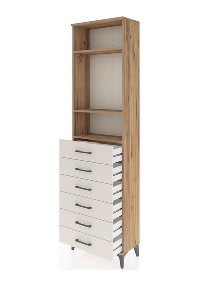 Arges Dolap 3 Raflı 6 Çekmeceli 60x30x221 Çam-aytaşı Atlas Çam