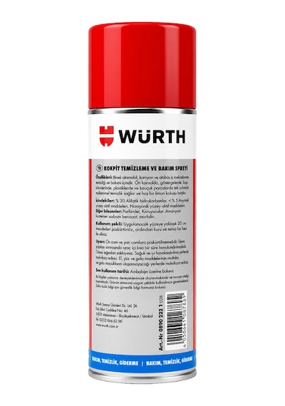 Würth Kokpit Temizleme Ve Bakım Spreyi 400 Ml - Limon Kokulu Torpido Yenileyici