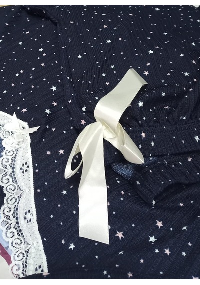 Arcan Kadın Pijama Takımı İp Askılı Dantelli Şortlu Lacivert