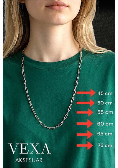 İthal Ataç Zincir Kararmaz Çelik Kolye Unisex Altın & Gümüş Renk Minimal Şık Kolye Gümüş