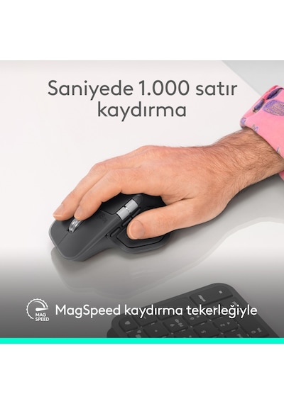 Logitech Mx Master 4 Dokunsal Geri Bildirimli 8000 Dpı Sessiz Kablosuz Bluetooth Mouse - Açık Gri
