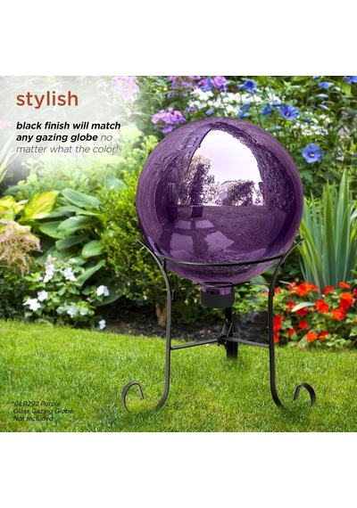 25,4 Cm Uzunluğunda İç Mekan/dış Mekan Cam Gazing Küre Metal Stand, Siyah
