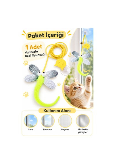 Çıngıraklı Kedi Oyuncağı Yapışkanlı Kedi Oyun Oltası Renkli Ponponlu Hacıyatmaz Oyuncak Zıplayan Top