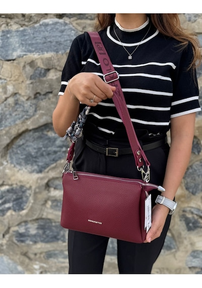 Kadın Orijinal Just Polo Yumuşak Deri Şal Detaylı Ayarlanabilir Askılı El Ve Omuz Çantası Shopper Bordo