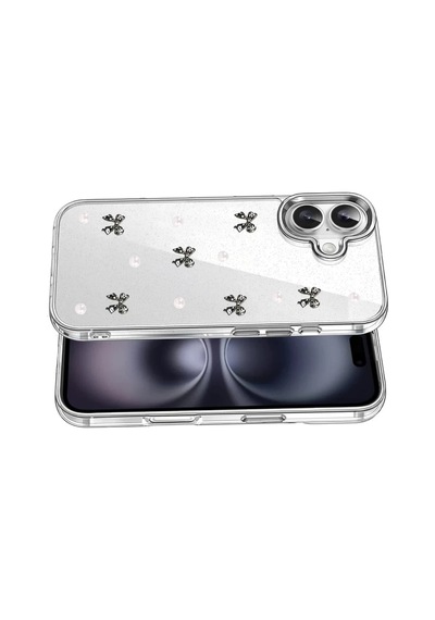 Newface Apple Uyumlu iPhone 17 Fiyonk Desenli Kapak - Desen 8 Şeffaf