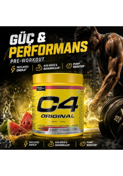 Cellucor C4 Orıgınal Watermelon Preworkout Pump Booster 30 Servıngs