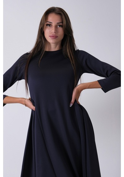 Feminist Lacivert Bisiklet Yaka Scuba Tesettür Elbise 4593445.02 Lacivert