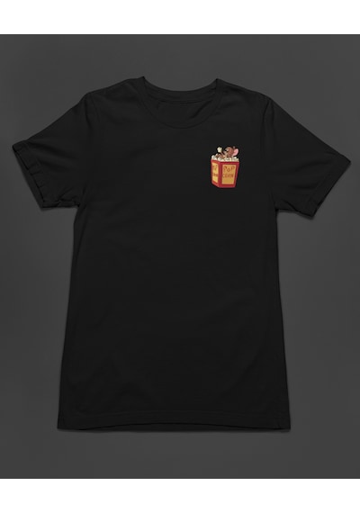 Bumeta Tom And Jerry Pop Corn Kedi Çizgi Film Unisex Tişört T-shirt Siyah