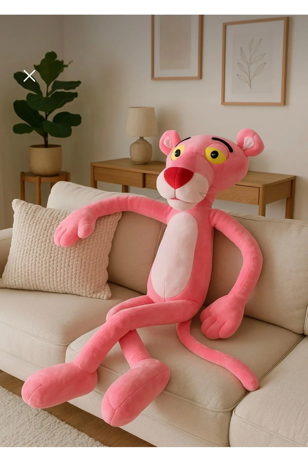 Pembe Panter Peluş 90 Cm Dev Boy & Sevimli Çocuk Hediyesi Açık Pembe