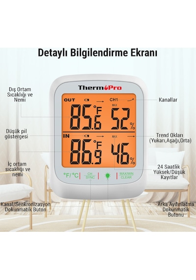 Thermopro Tp260b Mini Iç Mekan Dijital Sıcaklık Ve Nem Ölçer Termometre