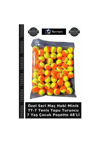Özel Seri Maç Hobi Minik Tt-7 Tenis Topu Turuncu 7 Yaş Çocuk Poşette 48'li