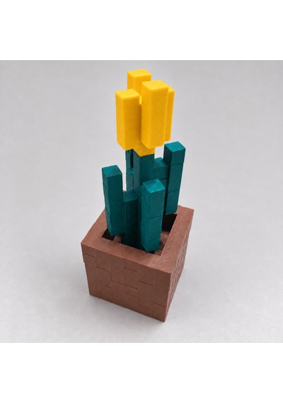 Piksel Lale Biblo - 3d Baskı, Minecraft Esintili Sarı