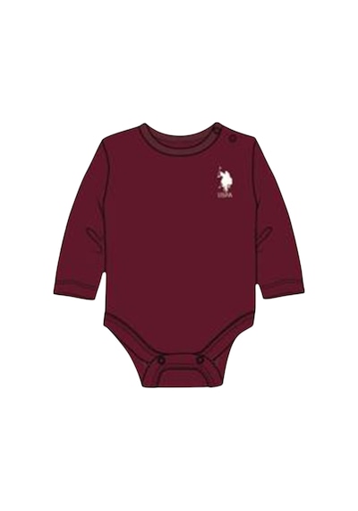 U.S. Polo Assn. Lisanslı Bebek Uzun Kol Body Zıbın Usb1298 Bordo