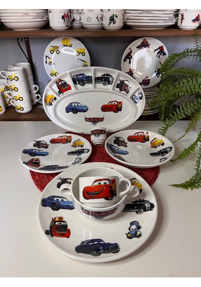 7 Parça Şimşek Mcqueen Model Çocuk Bebek Yemek Takımı Beslenme Seti Çok Renkli
