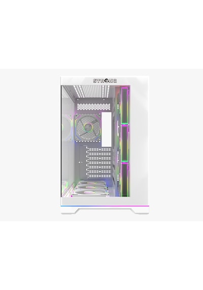 Strong Balerion 7x 120 Mm Fanlı Argb Kumandalı Şerit Ledli 600w 80+ Atx Akvaryum Beyaz Gaming Bilgisayar Kasası
