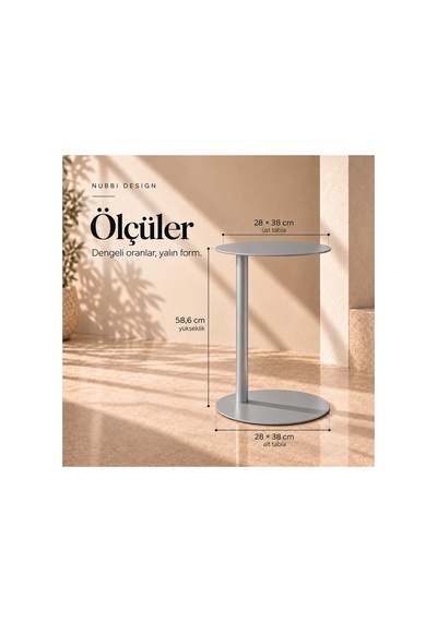 Slate Metal C Sehpa Modern Tasarım Elips Tablalı Minimalist Koltuk Yanı Sehpa Gümüş - 935314037 Gümüş