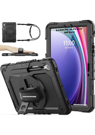 Samsung Galaxy Uyumlu Tab S9 Fe 10.9 Inç Tablet Kılıfı Kalemlikli Askılı Tank Silikon Yüksek Koruma Sm-x510 Kılıf