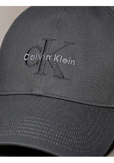 Calvin Klein Men Gray Embroidered Monogram Logo Baseball Cap-15072 Charcoal Gray