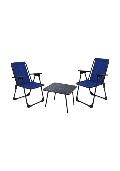 Exent 45x60 Katlanır Masa + 2 Adet Kamp Sandalyesi, Çift Dikişli 120 Kg Kapasiteli-2lac-mer Çok Renkli