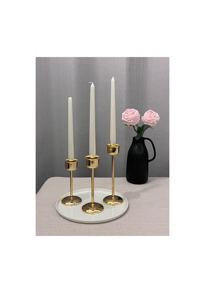 Gold Rengi Bloom 3'lü Şamdan & Mumluk Seti Altın - 820385533 Altın