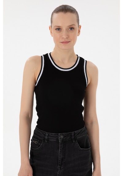U.S. Polo Assn. Kadın Siyah Kolsuz Bisiklet Yaka Tişört 50305857-VR046