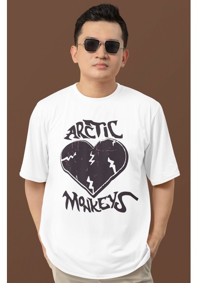 Sevbano Arctic Monkeys Baskılı Unisex Oversize Efsane Müzik Grubu Tişört Beyaz