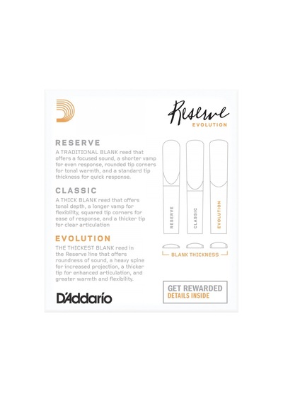 D'addario Dce1030 Reserve Evolution Bb Klarnet Kamışı No: 3.0 Profesyonel - 10'lu Paket Sıcak Ve Odaklanmış Ses İle Kararlı Performans
