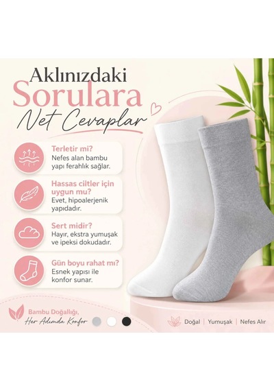 Genel Kadın Bambu Uzun Çorap 6 Lı Paket, Dikişsiz Burunlu Yumuşak Dokulu Siyah B Çok Renkli 6 Lı / 36-40