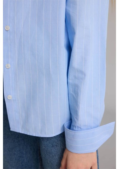 Defacto Poplin Gömlek Kız Çocuk H0578a826smbe216 Mavi-be216