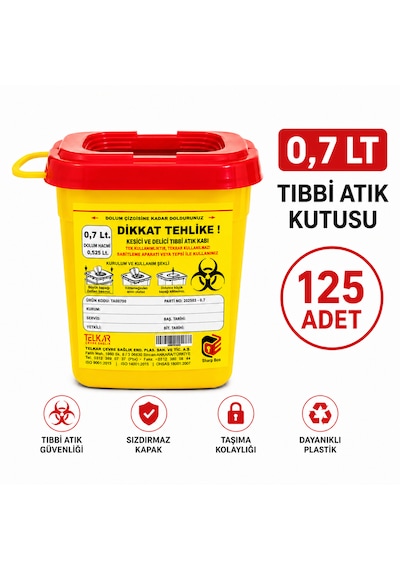 0,7 Lt Tıbbbi Atık Kutusu 125 Adet