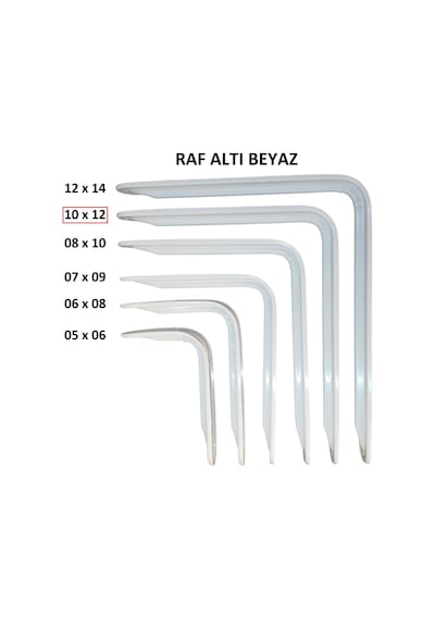 Metal Boyalı Lüx Beyaz Raf Altı 10x12 - (2 Adet)