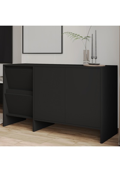 Laris 130 Cm Modern Konsol 4 Kapaklı, Yüksek Ayaklı, Minimalist Tasarım Siyah