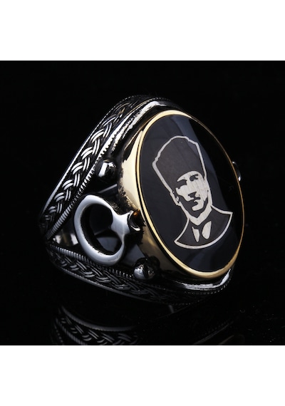 Fkgümüş 925 Ayar Ay Yıldızlı Atatürk Erkek Gümüş Yüzük Silver