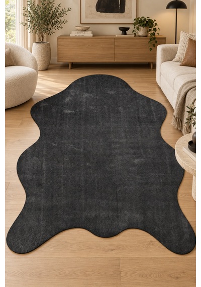 İmza Ronja Peluş Post Halı Antrasit Yumuşak Kaymaz Tabanlı Yıkanabilir Modern Salon Antre Oturma Odası Halısı