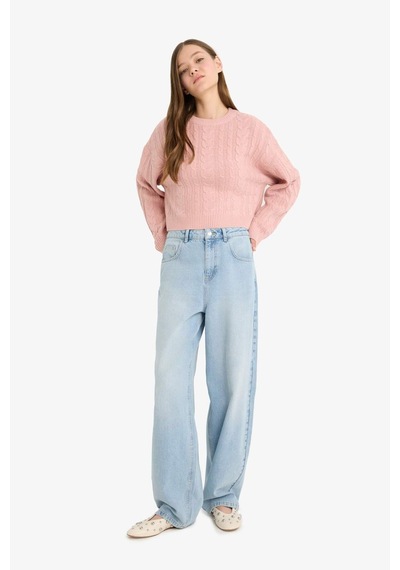 Defacto Coool Regular Fit Bisiklet Yaka Triko Kazak T4518az25wnpn83 Pembe