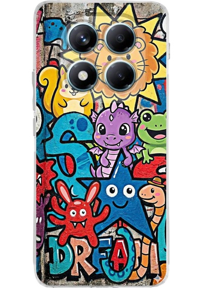 Redmi Note 14 Pro 5g İle Uyumlu Grafiti Star Team Tasarımlı Şeffaf Silikon Kılıf Şeffaf