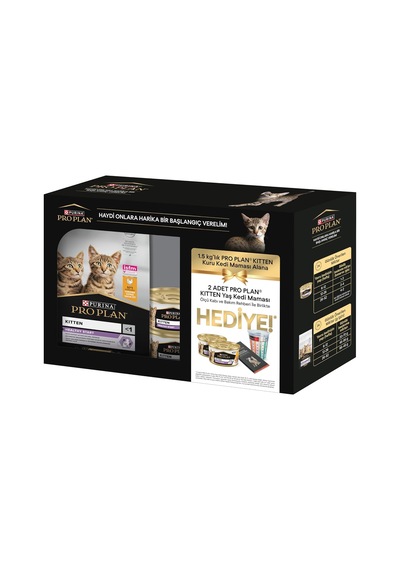 Tr Yavru Kediler İçin Tavuk Etli Kuru Mama 1.5 Kg + Purina Pro Plan Yaş Yavru Kedi Maması 85 Gram